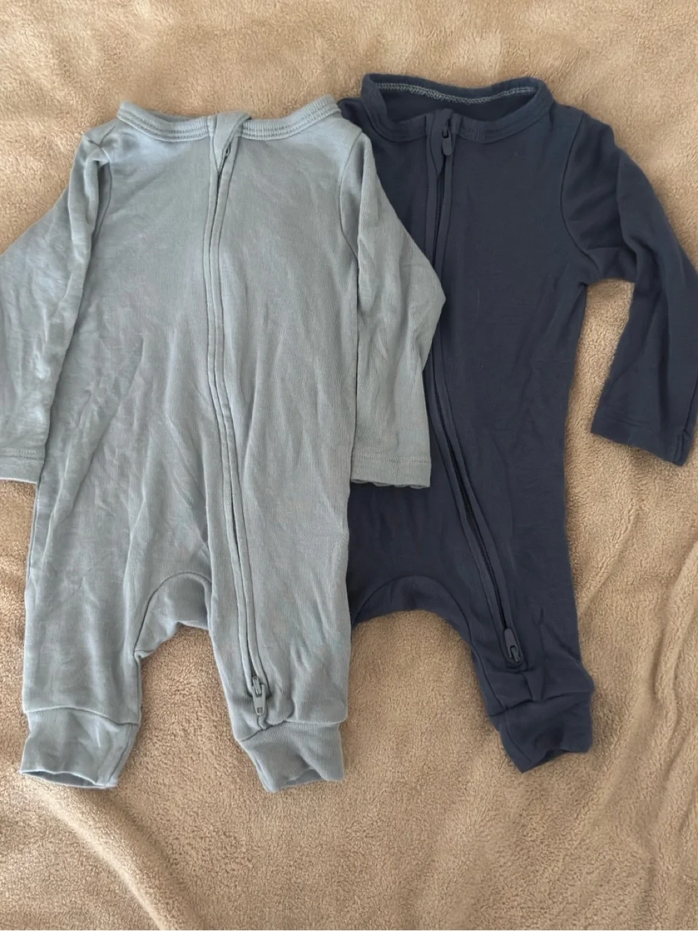 Carter's Long-Sleeve Zip Footie Pair in Light Gray and Navy